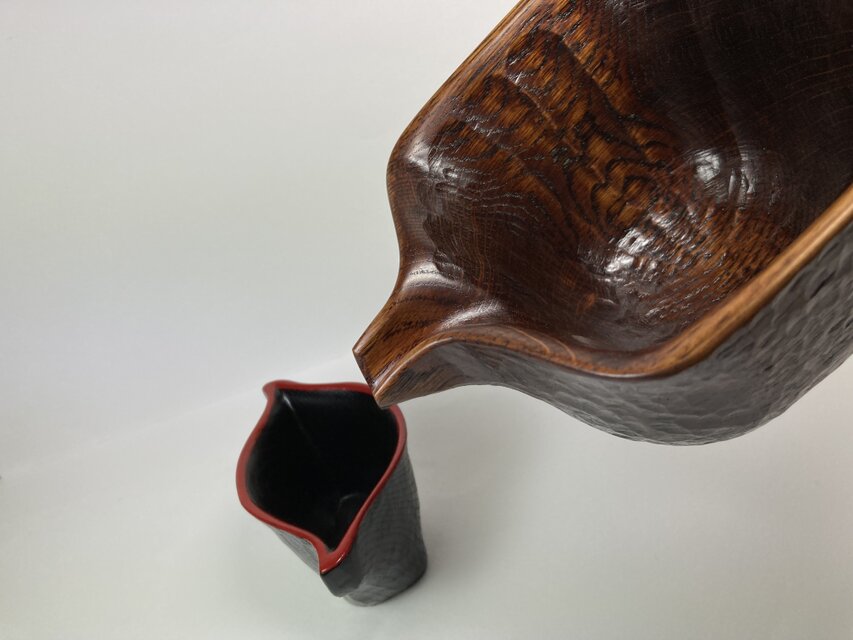 拭き漆仕上げ、片口2