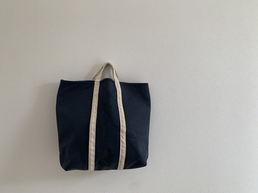 TALL TOTE(M) スモークネイビー×生成り 帆布バッグ