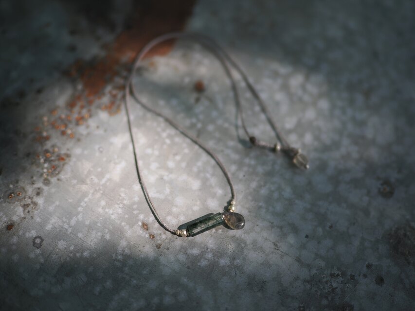 -moss Agate・labradorite- code choker