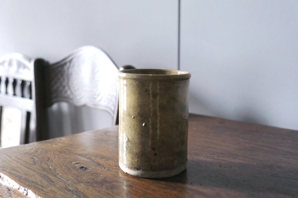 南仏 黄釉 ポット ファーマシーポット h11.2cm フランス アンティーク