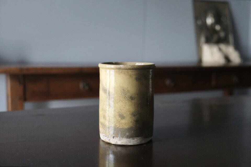 南仏 黄釉 ポット ファーマシーポット h11.2cm フランス アンティーク