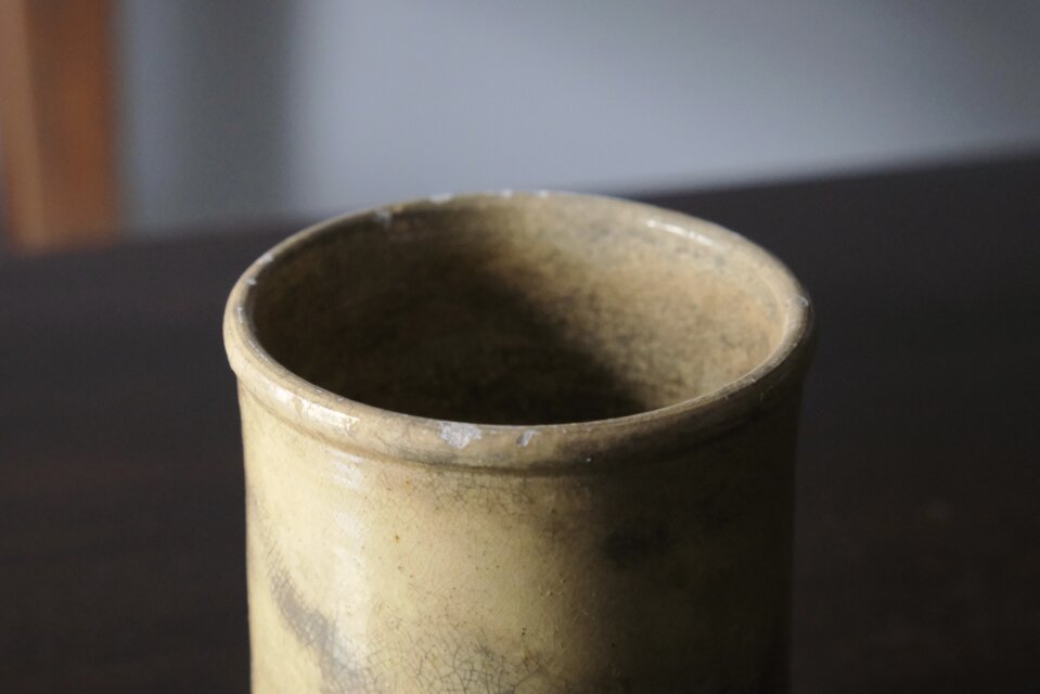 南仏 黄釉 ポット ファーマシーポット h11.2cm フランス アンティーク