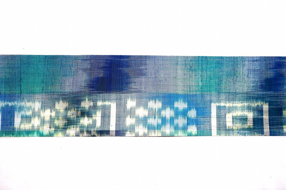 エンジと茶系コットンと青緑ブルー系タイシルク半幅帯 HAN1633 | iichi