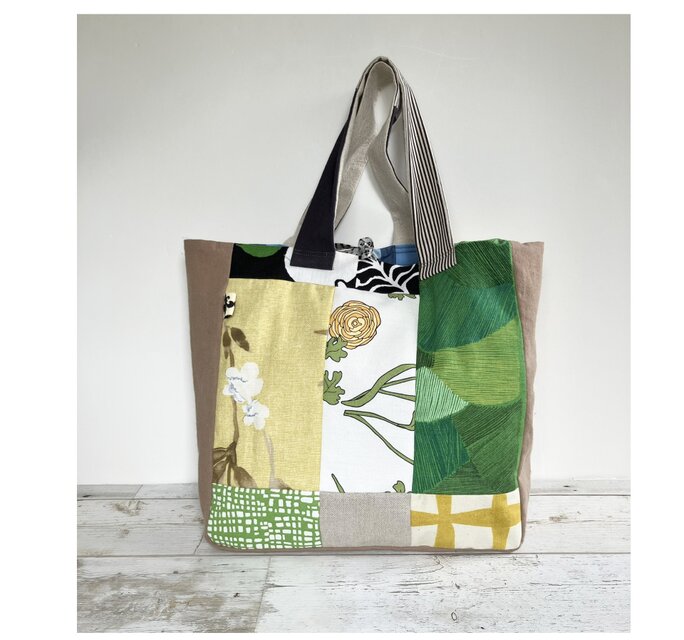 大容量　くったりトートバッグ　グリーンとイエロー
