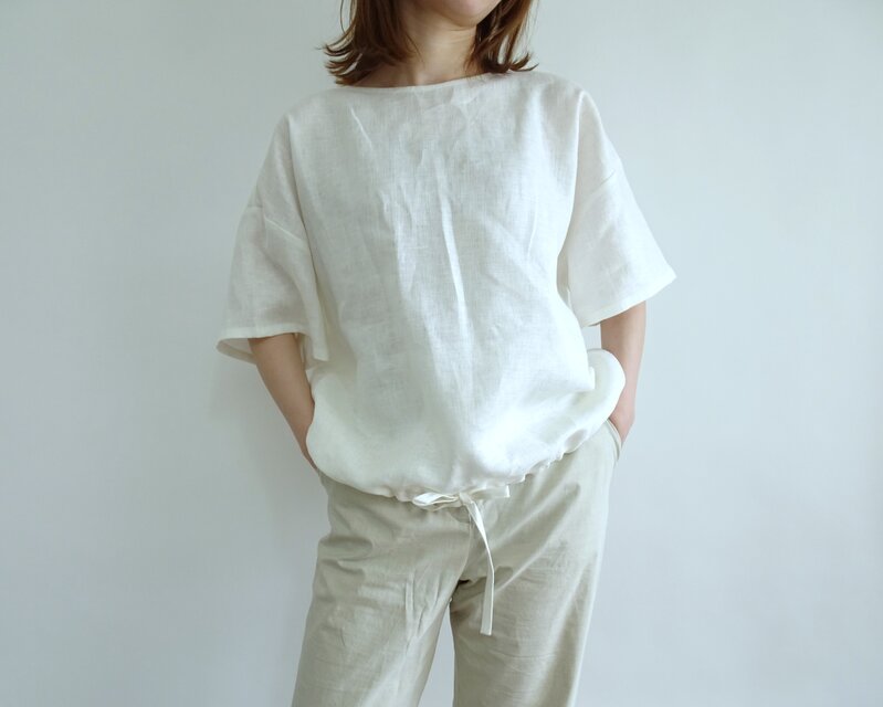 ゆったり大人シルエット/リネンドロストプルオーバー＜オフホワイト＞