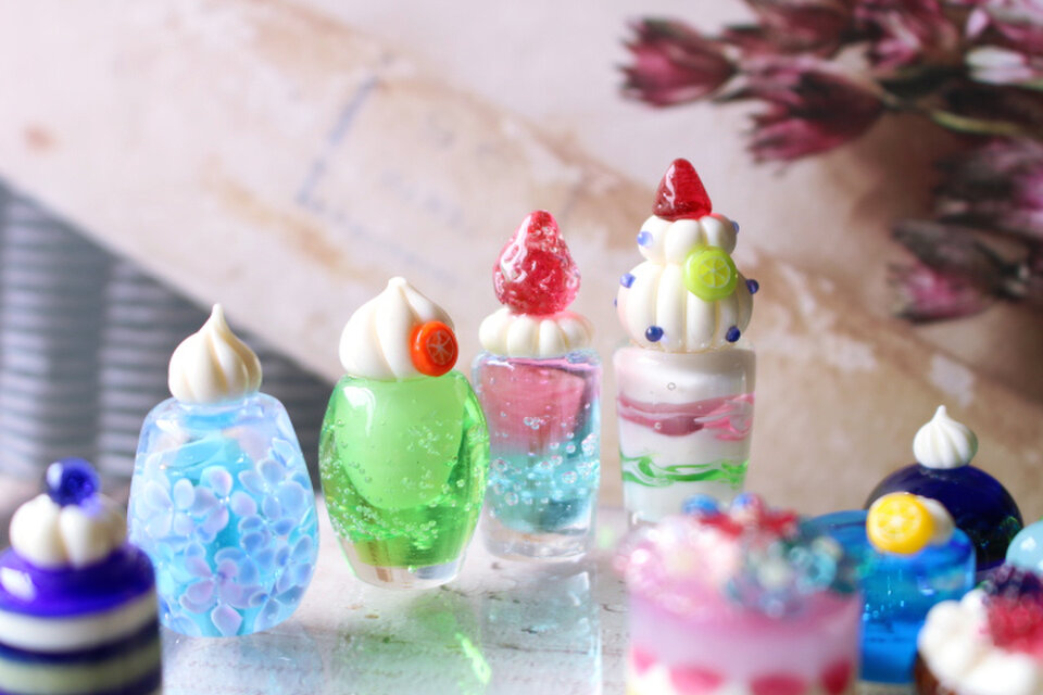 期間限定SALE☆ガラスのミニチュア 夏スイーツセット ☆ガラスの