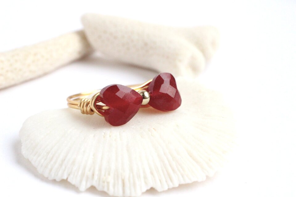 レッドジェイド　Ribbon　Wire　Ring