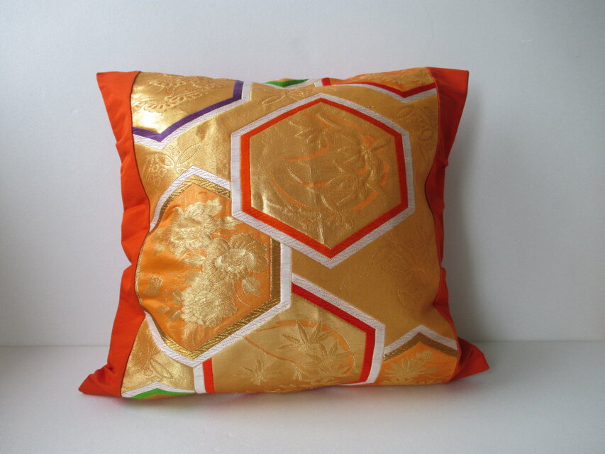 クッションカバー キリム オレンジ グレー ブラウン イエロー ボーダー u140 裏地付 帯 クッションカバー 座布団カバー ファスナー