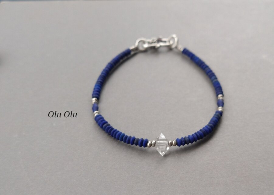 ハーキマーダイアモンド×ラピスラズリ×カレンシルバーのブレスレット
