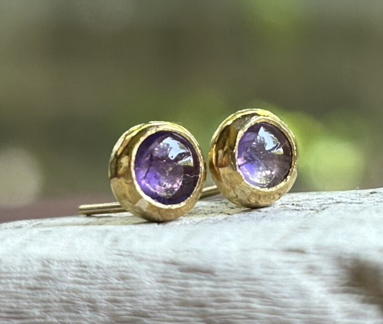K24 Pure Gold+Ametyst◆純金 アメジストスタッドピアス(両耳分）