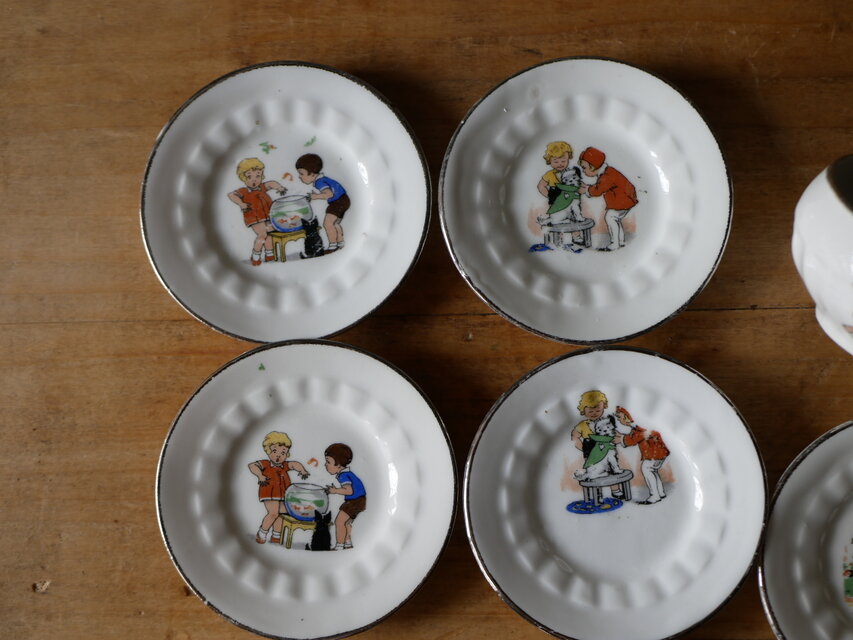 フランス　アンティーク　ディネット　セット ディネット セット 子供の絵柄 フランスアンティーク アンティークの