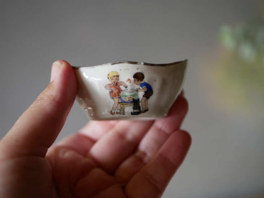 ディネット セット 子供の絵柄 フランスアンティーク アンティークの