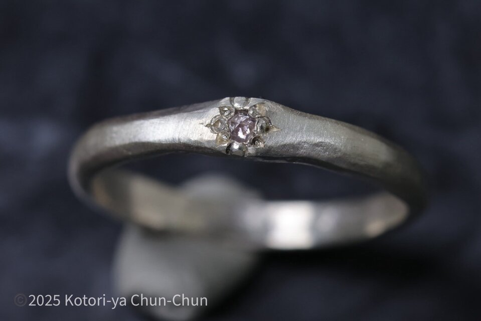 【超々激レア品】ノートリートメント　ローズカット　ピンクダイヤモンド・シルバーリング【ゆるし】