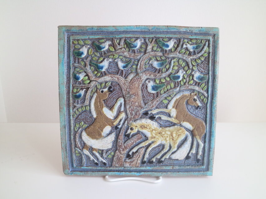 レア物！陶器の可愛いい子馬の絵画 26m135-06.jpg