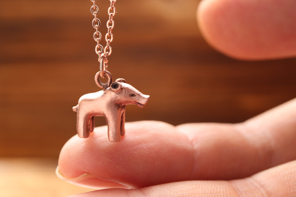 歴史好き必見！ぽってり猪形埴輪ネックレス　(700-066)