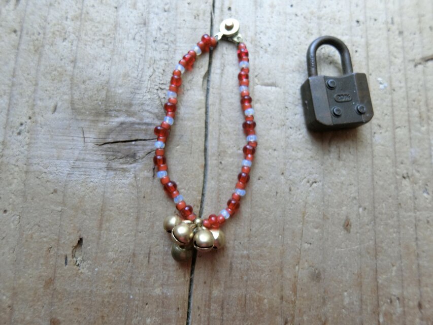 ＊happy price＊suzunari*ブレス@瓢箪鈴と宝来鈴＋ホワイトハート＋ベネチアのオールドビーズなど #Ssize