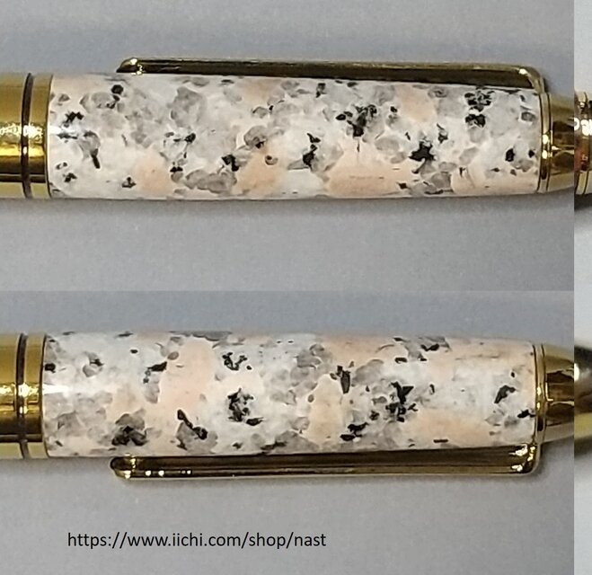 【新品•未使用】桜御影石で作ったボールペン　完売品 万成石（御影石）で作ったボールペン ナスボ®「桜日和」Curvy Titanium