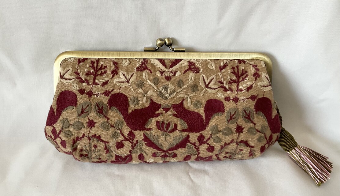 点と線模様　リスノモリ　シンプル　親子がま口長財布　