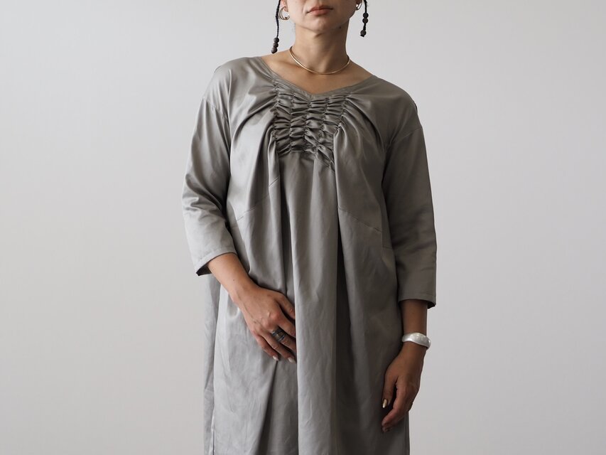 シャーリングワンピース/アイスグレー