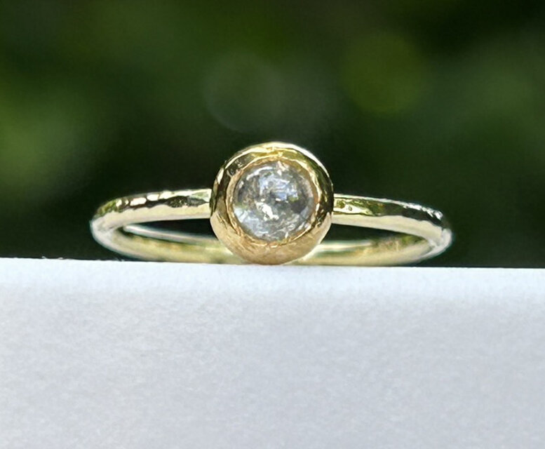 K24+K22+K18天然ダイアモンド・カボションカット ゴールドリング #4