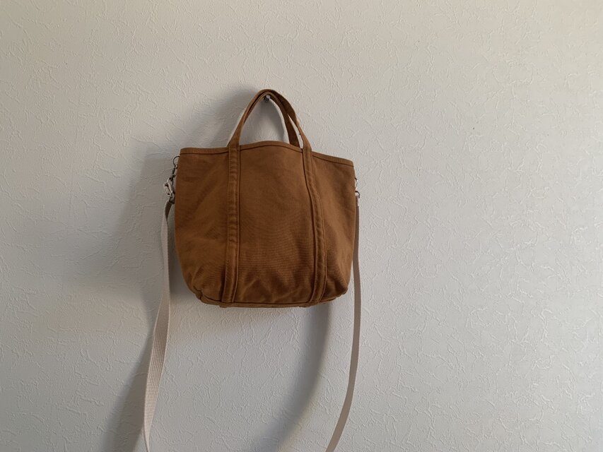 帆布 2wayショルダートート　「pote」(S) キャメルブラウン