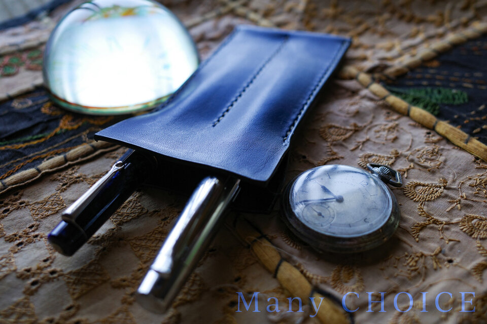 イタリアンドライバケッタ・2本差しペンケース(ラピスブルー)