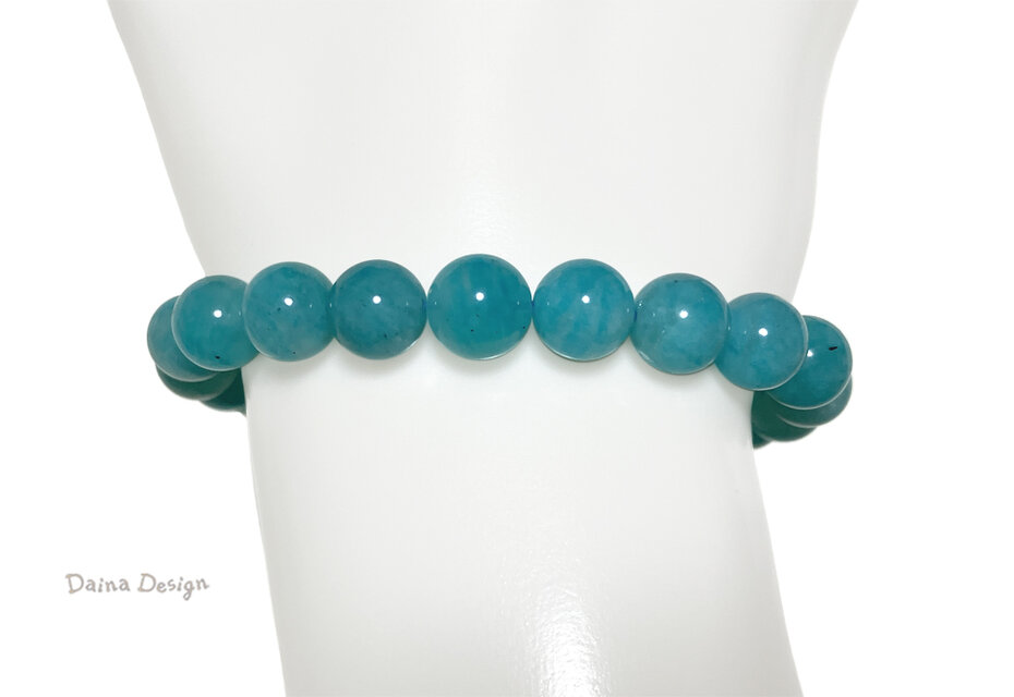 アマゾナイト ブレスレット シリカ シーブルー 天河石 青緑 天然石