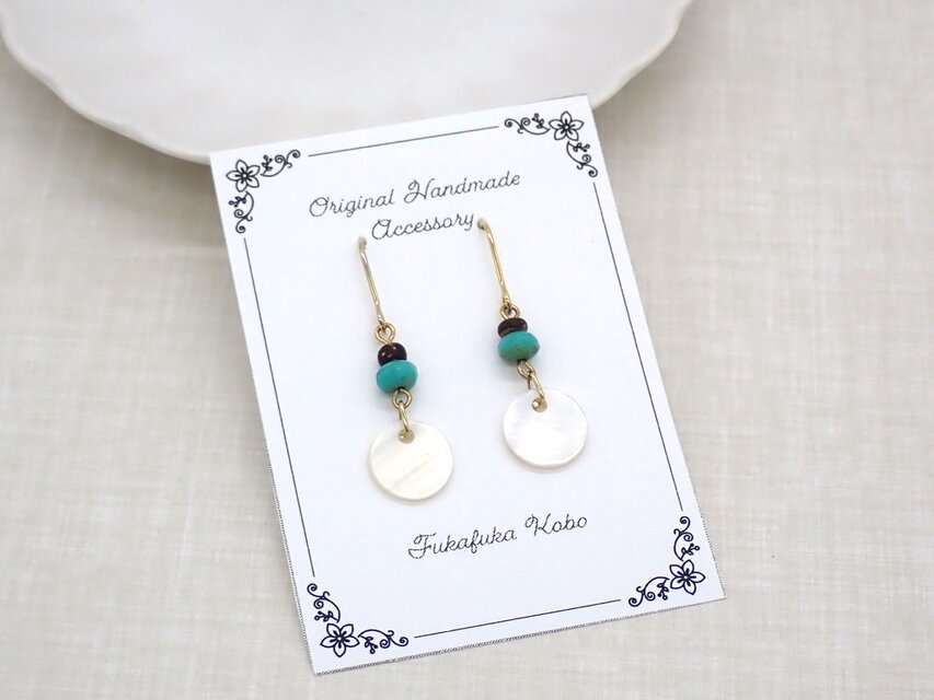 チェコビーズとシェルのピアス／イヤリング②