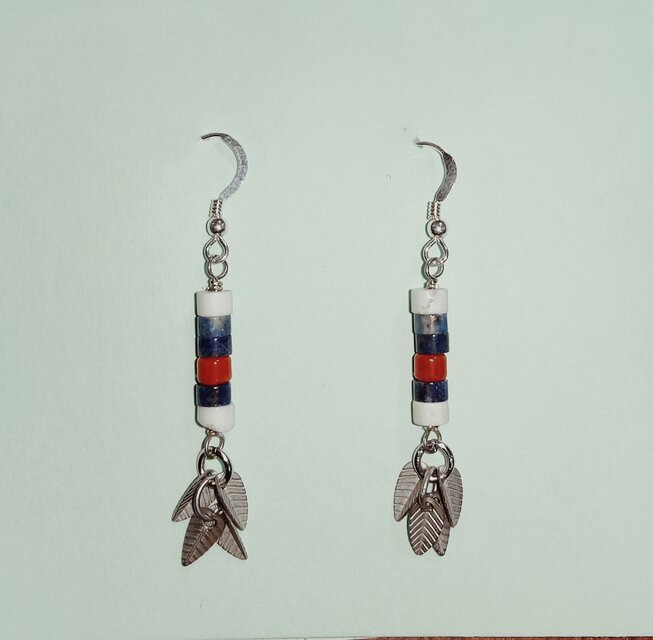 ボヘミアンスタイル天然石ロングピアス