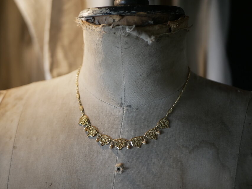 FN-17】フィリグリーネックレス K18YG フランスアンティーク