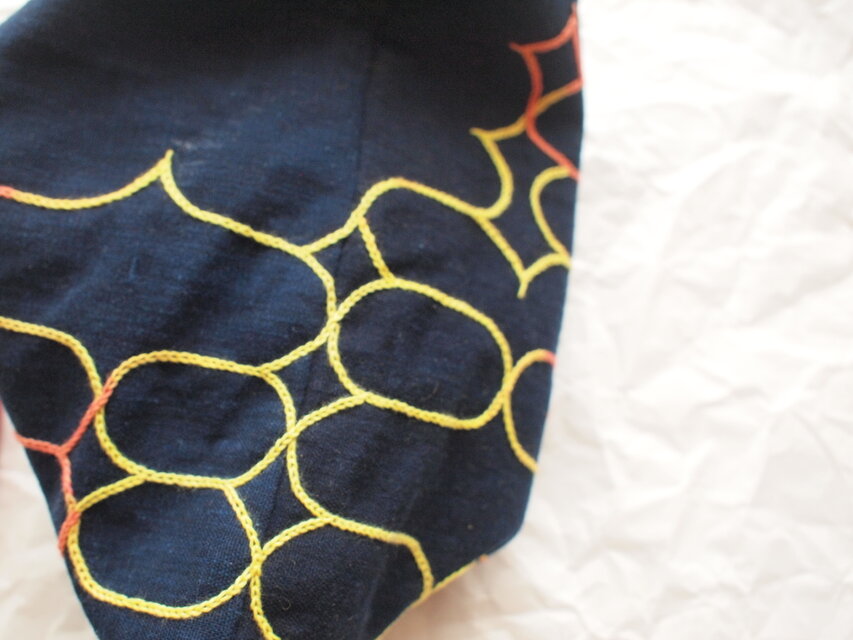 アイヌ文様 ぐるりと刺繍 明治の藍染め生地で仕立てたバッグのコピー