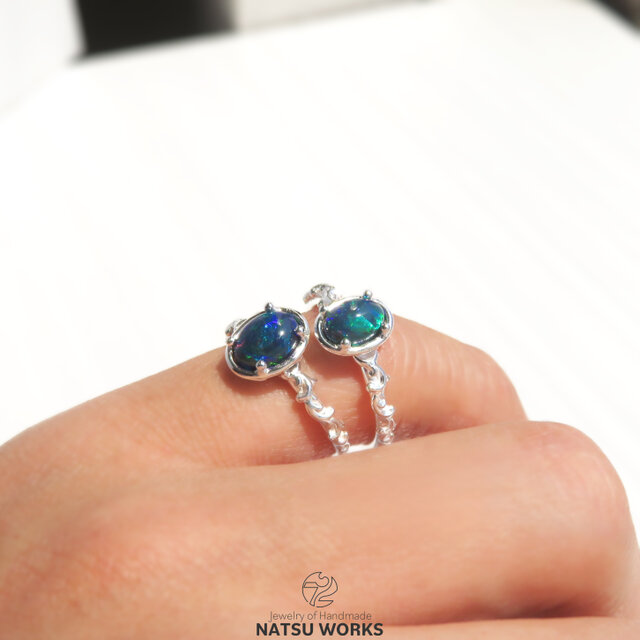 ブラック オパール リング / Gem and Botanical Black Opal Ring