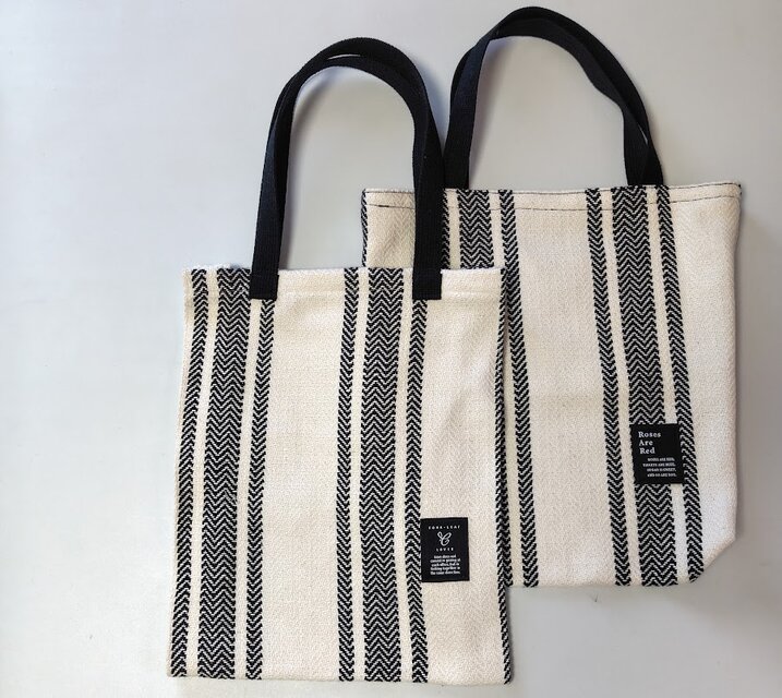 ★ざっくりコットンのショルダー・トートバッグ★デザインは2種類★