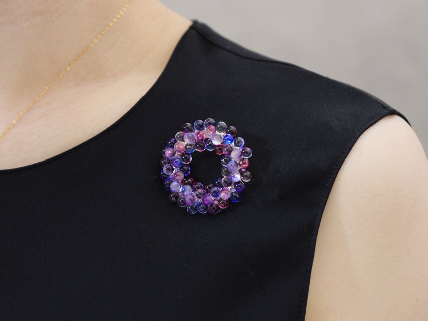 【リース ブローチ ／Sサイズ（M、Lに変更可能）】マジックアワー 空の色（ 赤紫 〜 青紫 ）