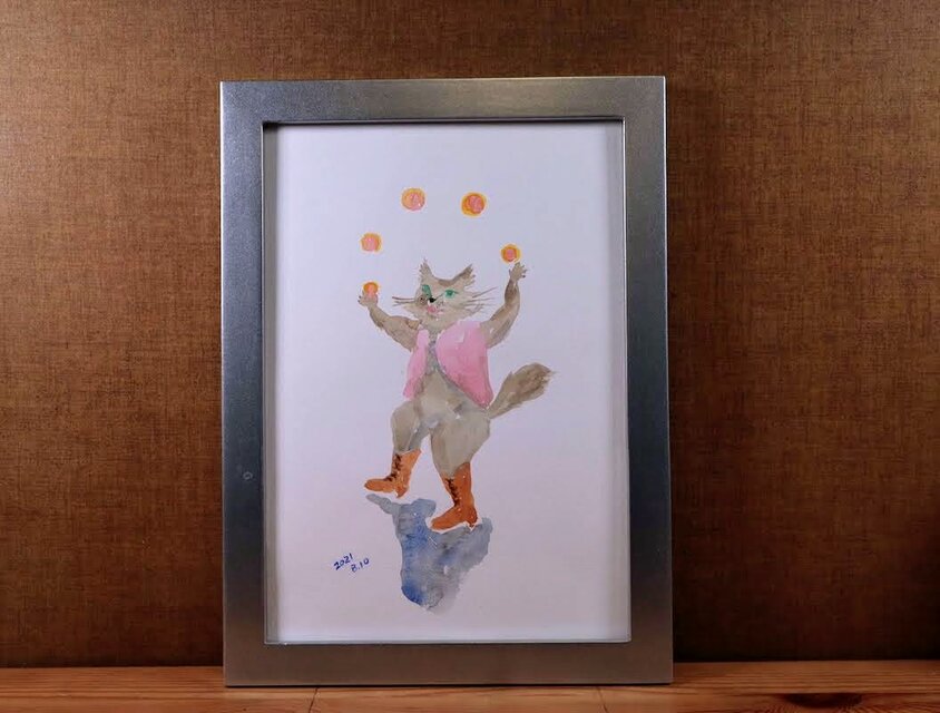 水彩「長靴をはいた猫」 | iichi 日々の暮らしを心地よくする