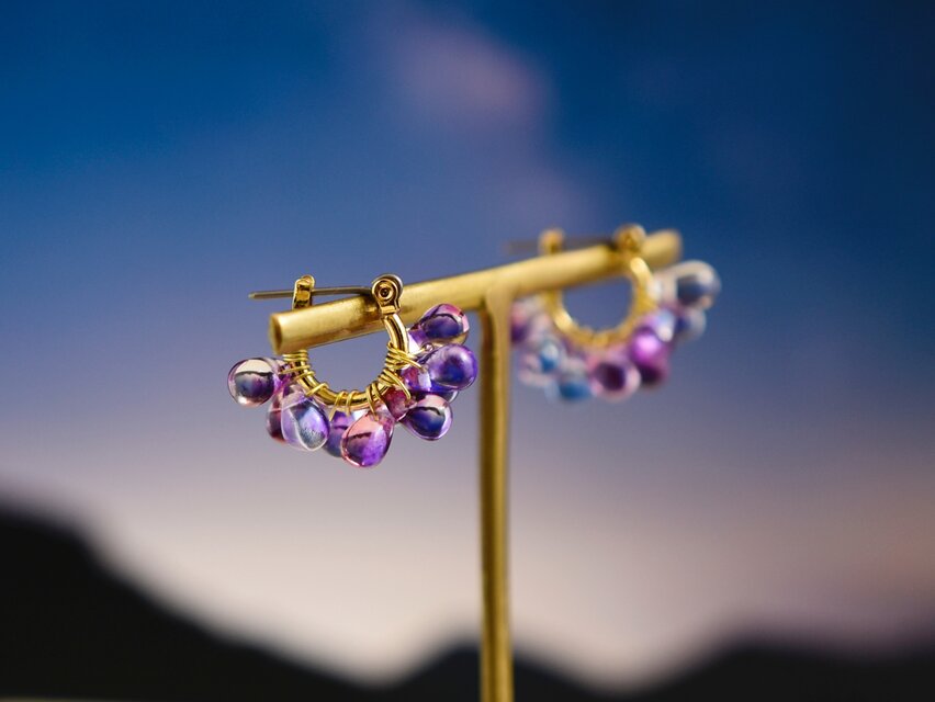 【チタンピアス・小サイズ】マジックアワー 空の色 レースフープ