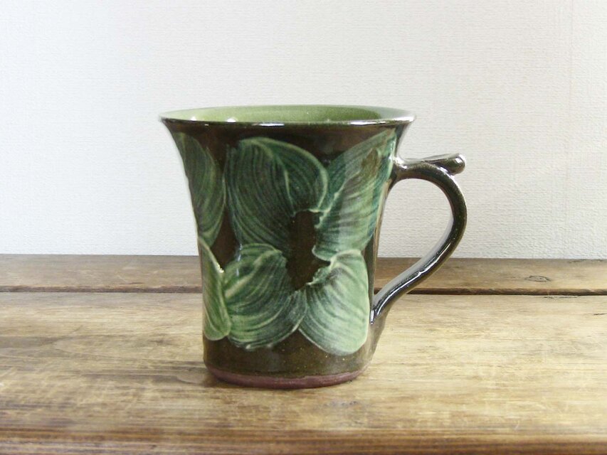 花文マグカップ（織部）