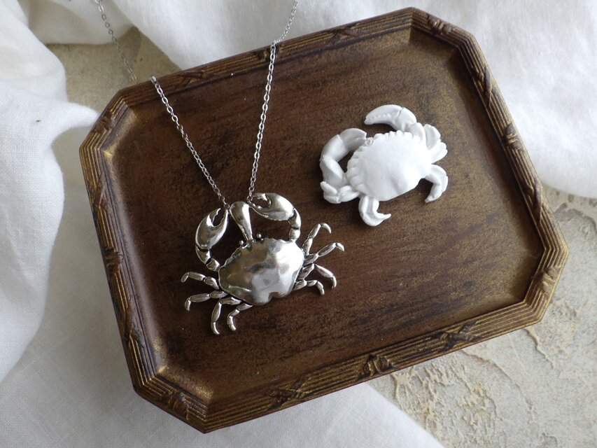 【セット販売】カニ好きのためのコフレセット ■ アロマストーン × ペンダント ■ 大きなカニ