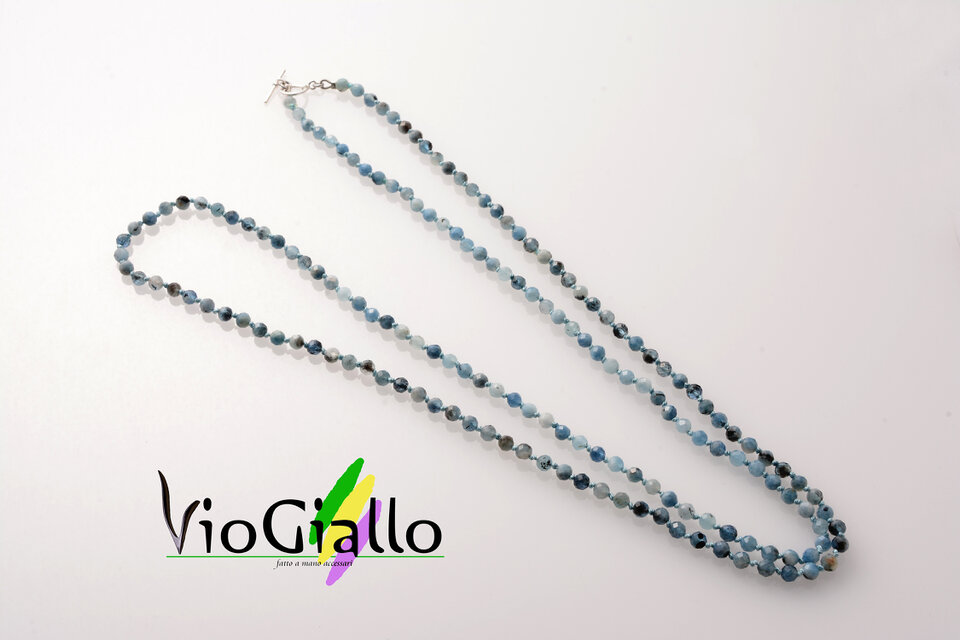 ディープブルーアクアマリン(4ﾐﾘ)のロングネックレス