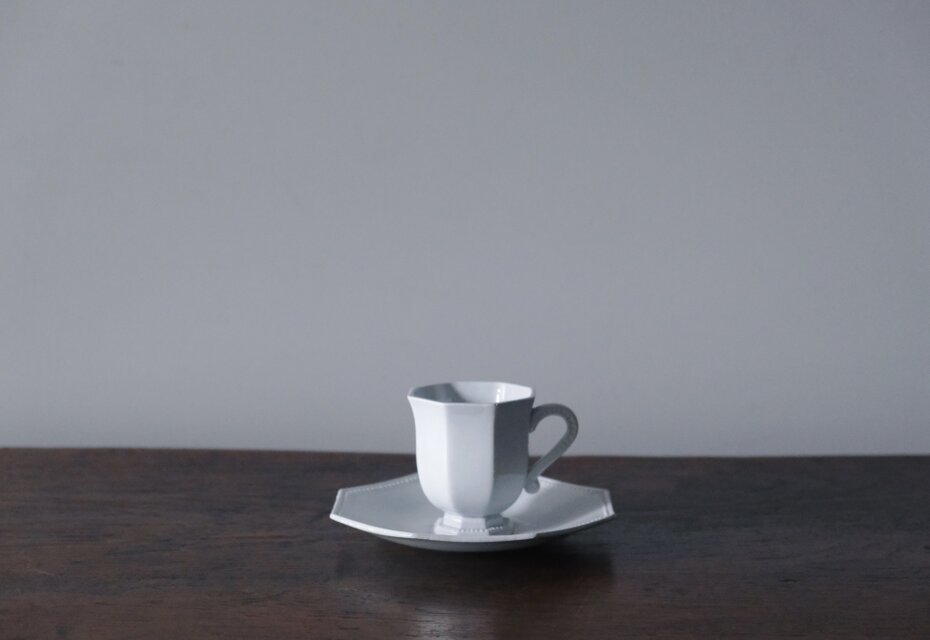Creil&Montereau 水色 オクトゴナル カップ アンド ソーサー