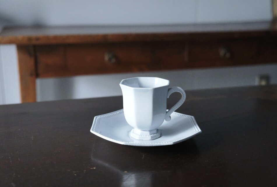 Creil&Montereau 水色 オクトゴナル カップ アンド ソーサー