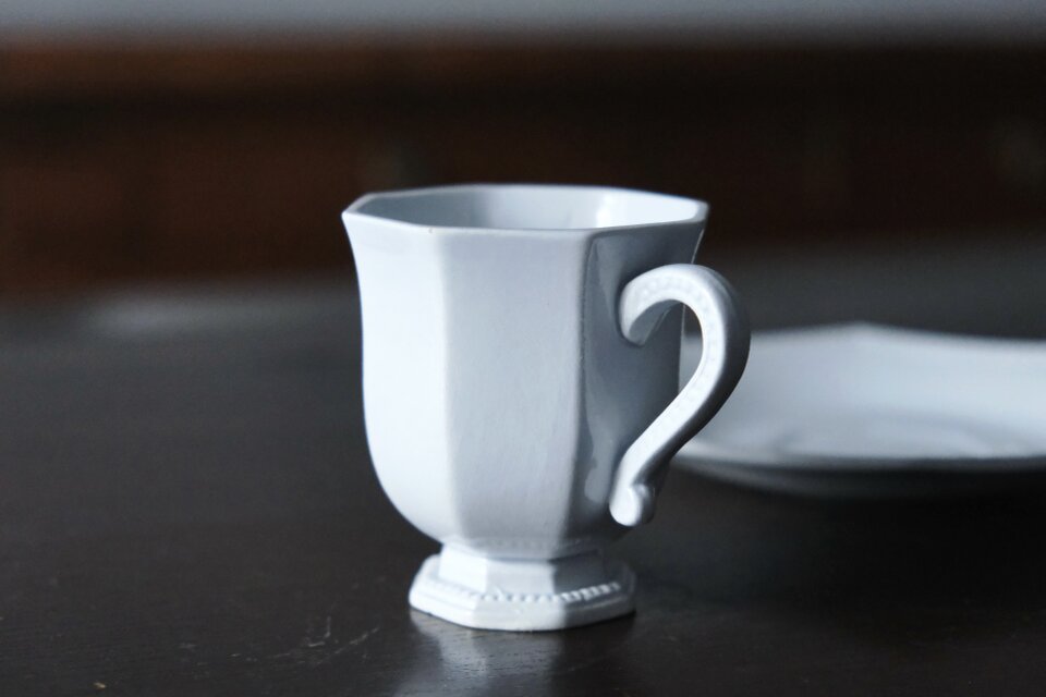 Creil&Montereau 水色 オクトゴナル カップ アンド ソーサー