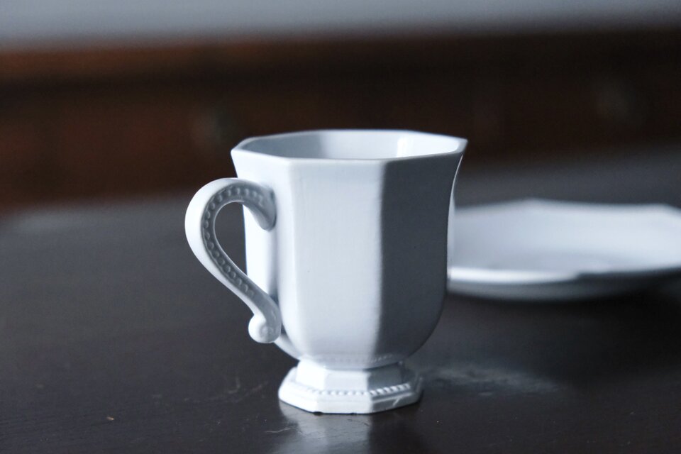 Creil&Montereau 水色 オクトゴナル カップ アンド ソーサー フランス