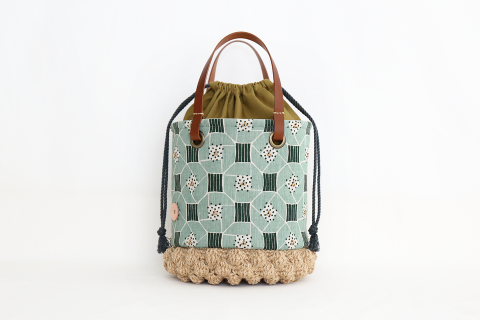 麻クロッシェのバスケトート "flower_SG"