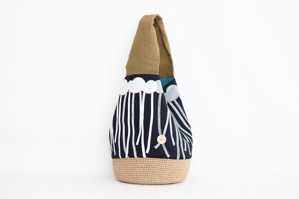 麻クロッシェのかごバッグ_L "stem_NV"