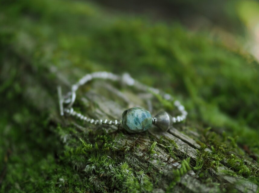 -green Tourmaline- silver bracelet