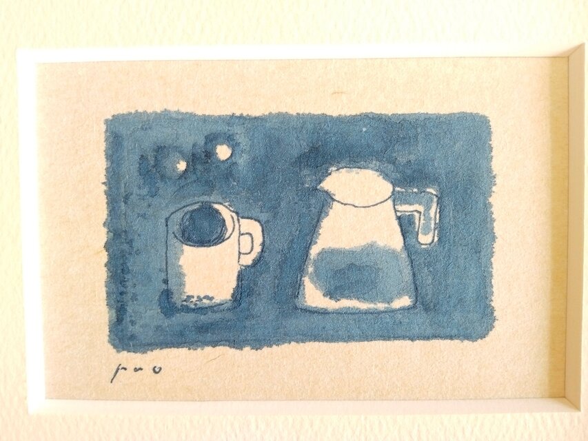 原画「コーヒータイム」※木製額縁入り（2Lサイズ）水彩 ・イラスト