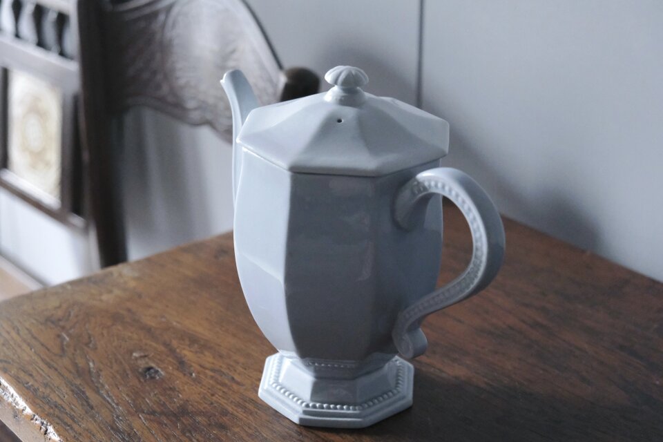 Creil&Montereau 水色 オクトゴナル カフェティエール フランス