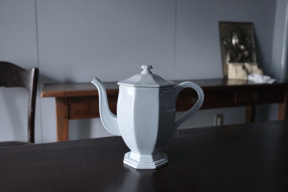 Creil&Montereau 水色 オクトゴナル カフェティエール フランス