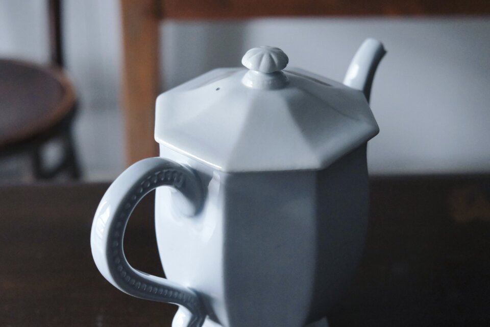 Creil&Montereau 水色 オクトゴナル カフェティエール フランス